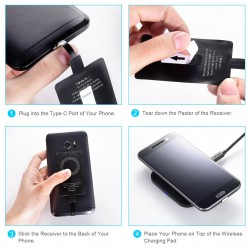 Ασύρματος δεκτής Wireless Charging USB Type-C Black