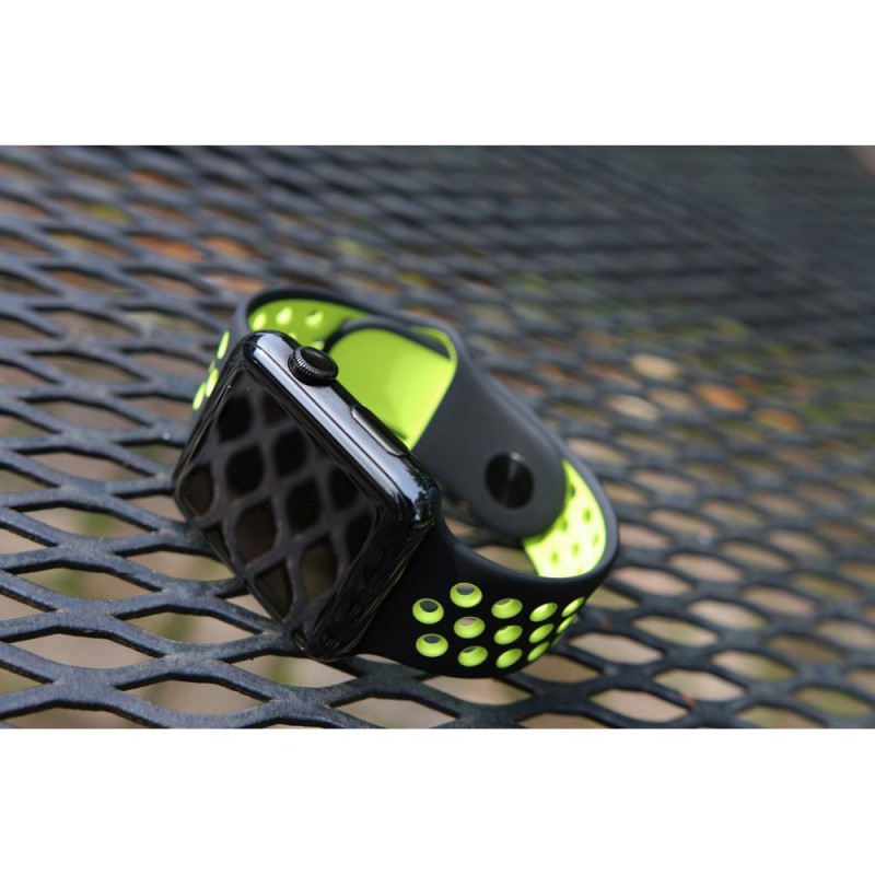 Ανταλλακτικό λουράκι QuickFit Apple Watch 1/2/3/4/5/6/SE/7/8 (42/44/45/49mm) Softband Black/Lime Ανταλλακτικό λουράκι QuickFit Apple Watch 1/2/3/4/5/6/SE/7/8 (42/44/45/49mm) Softband Black/Lime