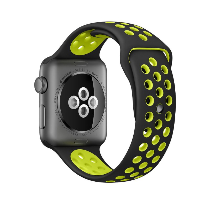 Ανταλλακτικό λουράκι QuickFit Apple Watch 1/2/3/4/5/6/SE/7/8 (42/44/45/49mm) Softband Black/Lime Ανταλλακτικό λουράκι QuickFit Apple Watch 1/2/3/4/5/6/SE/7/8 (42/44/45/49mm) Softband Black/Lime