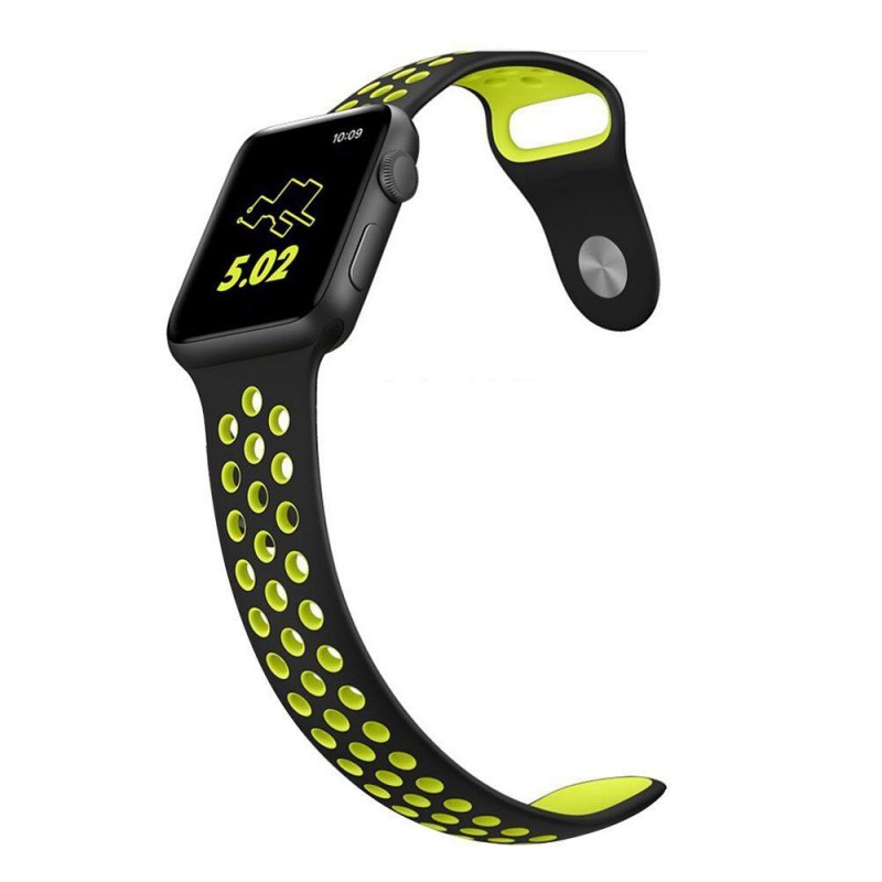 Ανταλλακτικό λουράκι QuickFit Apple Watch 1/2/3/4/5/6/SE/7/8 (42/44/45/49mm) Softband Black/Lime Ανταλλακτικό λουράκι QuickFit Apple Watch 1/2/3/4/5/6/SE/7/8 (42/44/45/49mm) Softband Black/Lime