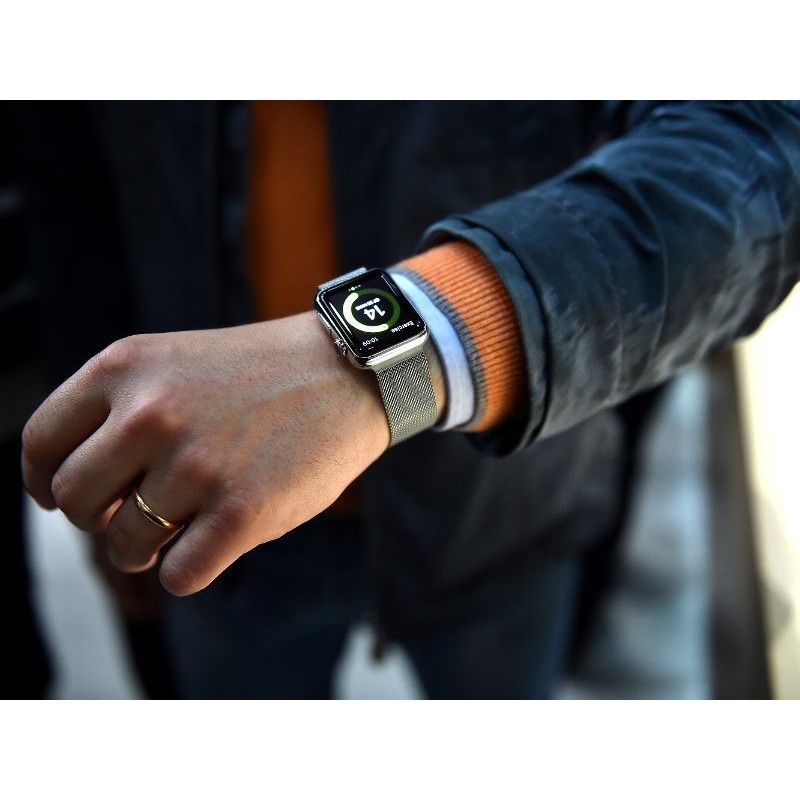 Ανταλλακτικό λουράκι QuickFit Milanese Band Apple Watch 1/2/3/4/5/6/SE/7/8 (42/44/45/49mm) Silver