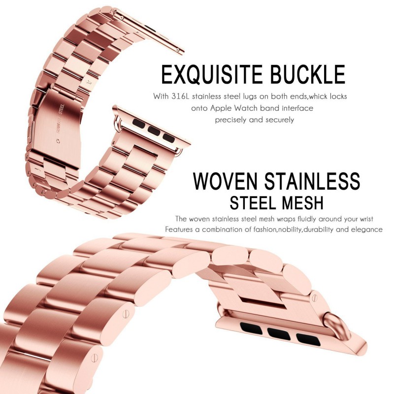 Ανταλλακτικό λουράκι QuickFit Apple Watch 1/2/3/4/5/6/SE/7 (38/40/41mm) Stainless Rose Gold Ανταλλακτικό λουράκι QuickFit Apple Watch 1/2/3/4/5/6/SE/7 (38/40/41mm) Stainless Rose Gold