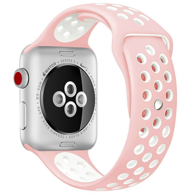 Ανταλλακτικό λουράκι QuickFit Apple Watch 1/2/3/4/5/6/SE/7 (38/40/41mm) Softband Pink/White Ανταλλακτικό λουράκι QuickFit Apple Watch 1/2/3/4/5/6/SE/7 (38/40/41mm) Softband Pink/White