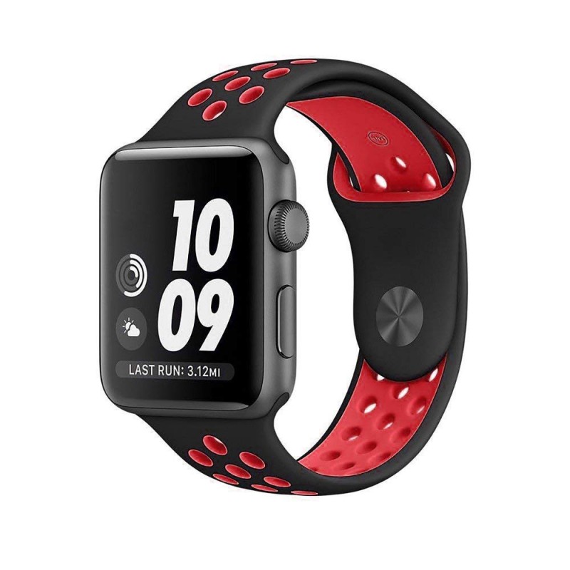 Ανταλλακτικό λουράκι QuickFit Apple Watch 1/2/3/4/5/6/SE/7 (38/40/41mm) Softband Black/Red