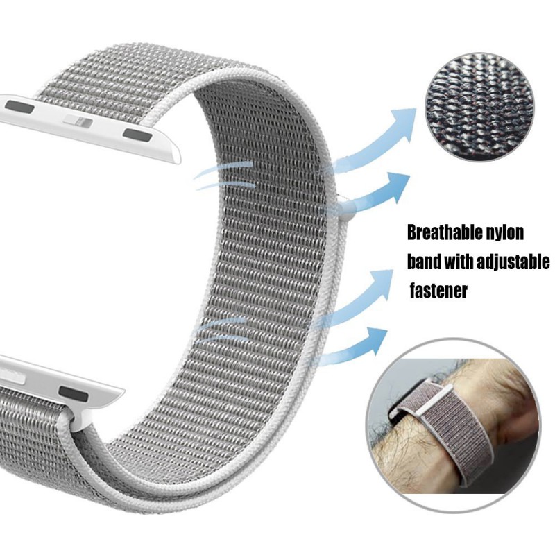Ανταλλακτικό λουράκι QuickFit Nylon Apple Watch 1/2/3/4/5/6/SE/7/8 (42/44/45/49mm) Silver