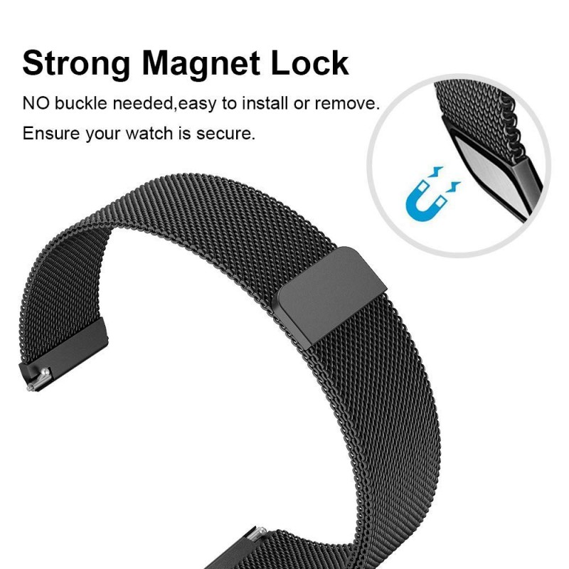 Ανταλλακτικό λουράκι QuickFit Garmin Fenix 5s/Fenix 5S Plus/Fenix 6S/Fenix 6S Pro/Fenix 7S / Fenix 8 (43mm)S (20mm) Milanese Band Black