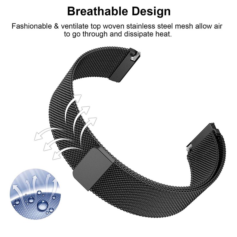 Ανταλλακτικό λουράκι QuickFit Garmin Fenix 5s/Fenix 5S Plus/Fenix 6S/Fenix 6S Pro/Fenix 7S / Fenix 8 (43mm)S (20mm) Milanese Band Black
