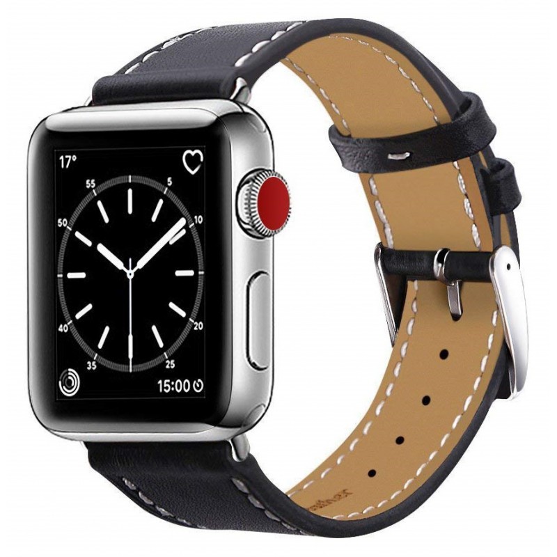 Ανταλλακτικό λουράκι QuickFit Leather Apple Watch 1/2/3/4/5/6/SE/7/8 (42/44/45/49mm) Black
