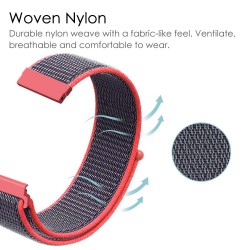 Ανταλλακτικό λουράκι QuickFit Nylon Rose για Samsung Galaxy Watch5 (40mm & 42mm)/Watch4 (40mm & 44mm)/ Watch4 Classic (42mm & 46mm)/ Watch3(41mm)/Active 2(40/44mm)/Amazfit GTS 3 (43mm)/GTR(42mm) (20mm)