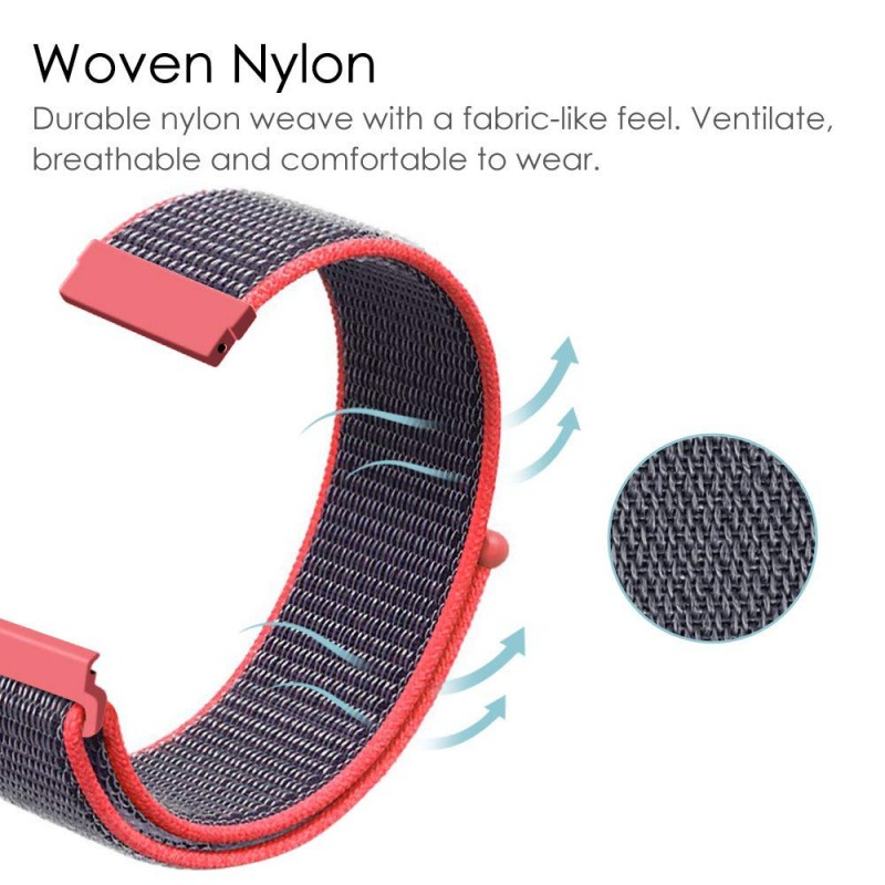 Ανταλλακτικό λουράκι QuickFit Nylon Rose για Samsung Galaxy Watch5 (40mm & 42mm)/Watch4 (40mm & 44mm)/ Watch4 Classic (42mm & 46mm)/ Watch3(41mm)/Active 2(40/44mm)/Amazfit GTS 3 (43mm)/GTR(42mm) (20mm)