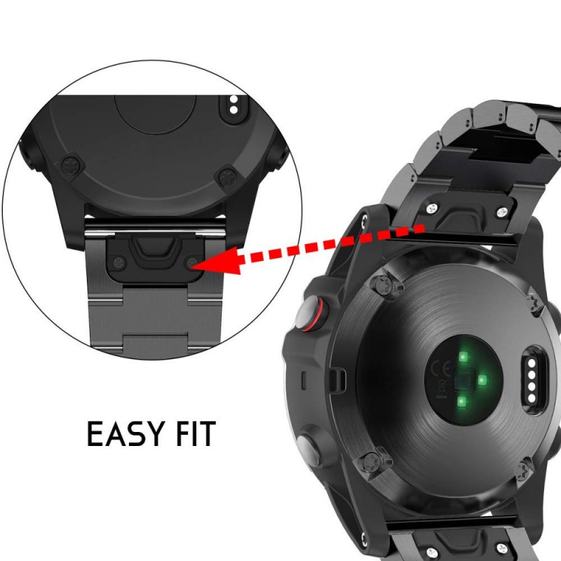 Ανταλλακτικό λουράκι Quickfit Stainless Steel Garmin Fenix 3/5x/3HR/5X Plus/6x/6x Pro/7x Black (26mm)