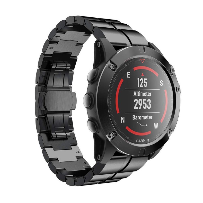 Ανταλλακτικό λουράκι Quickfit Stainless Steel Garmin Fenix 3/5x/3HR/5X Plus/6x/6x Pro/7x Black (26mm)