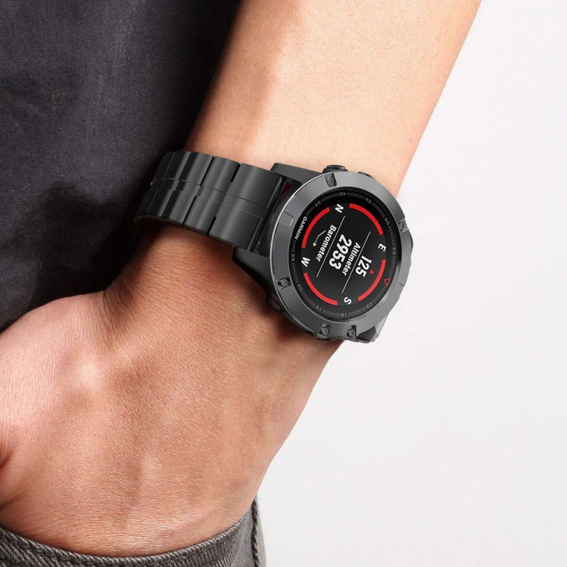 Ανταλλακτικό λουράκι Quickfit Stainless Steel Garmin Fenix 3/5x/3HR/5X Plus/6x/6x Pro/7x Black (26mm)
