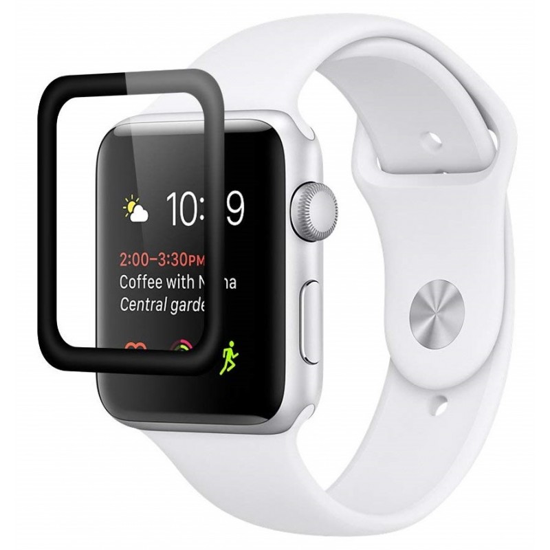 Γυαλί Προστασίας Apple Watch 1/2/3/4 (42mm) Tempered Glass 9H Full Screen Cover 5D AntiCrash / AntiShock Black