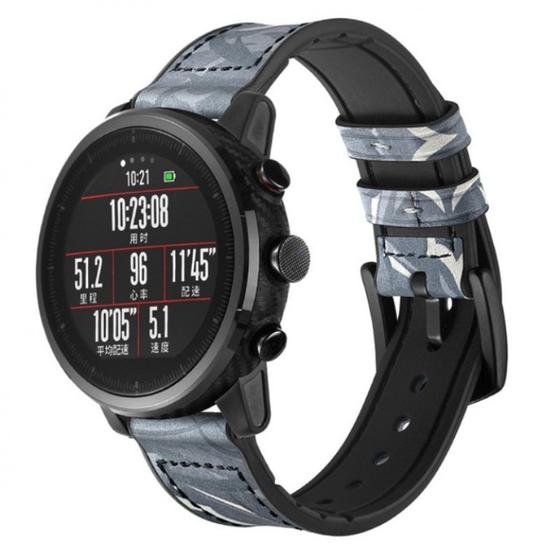 Ανταλλακτικό λουράκι για Samsung Galaxy Watch3(45mm)/Watch(46mm)/Huawei Watch 3 (46mm)/ Watch 3 Pro (48mm)/GT 2/Pro/Honor GS Pro/Amazfit GTR 3 (46mm)/GTR 3 Pro/GTR(47mm)/ Stratos 3(48mm) (22mm) Leather Thorn Black