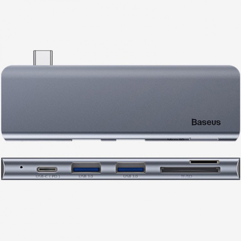 Αντάπτορας Baseus Harmonica Hub 5in1 Type-C to Multiport Grey (CAHUB-K0G)