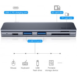 Αντάπτορας Baseus Harmonica Hub 5in1 Type-C to Multiport Grey (CAHUB-K0G)
