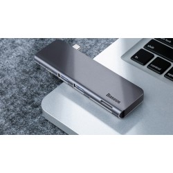 Αντάπτορας Baseus Harmonica Hub 5in1 Type-C to Multiport Grey (CAHUB-K0G)