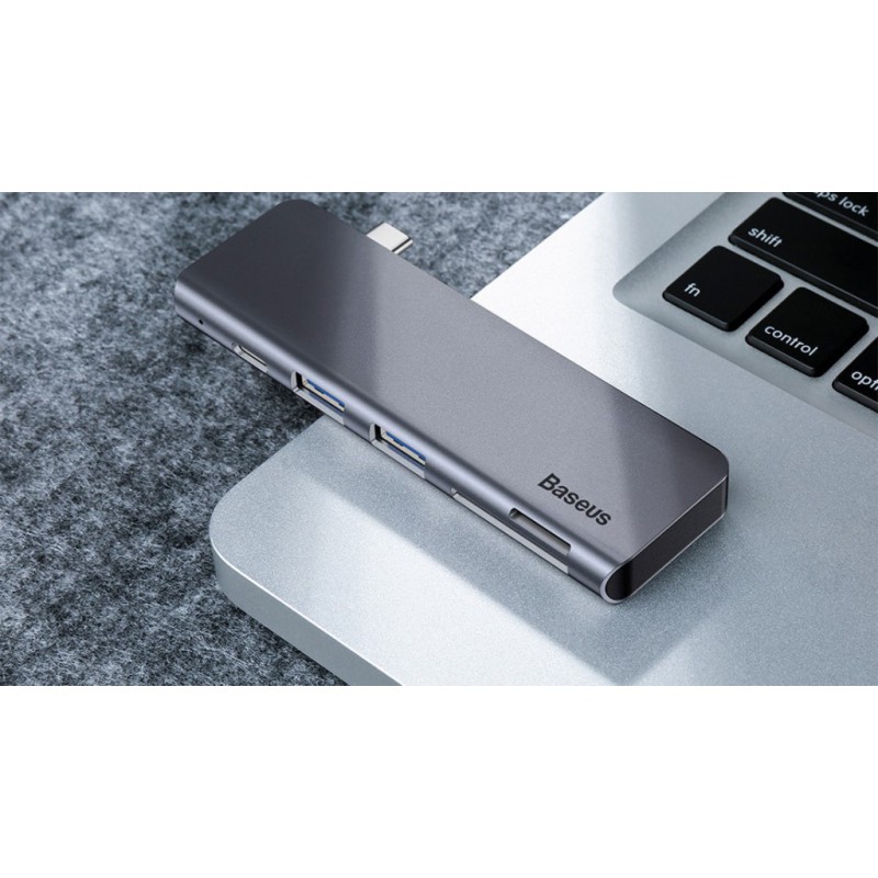Αντάπτορας Baseus Harmonica Hub 5in1 Type-C to Multiport Grey (CAHUB-K0G)