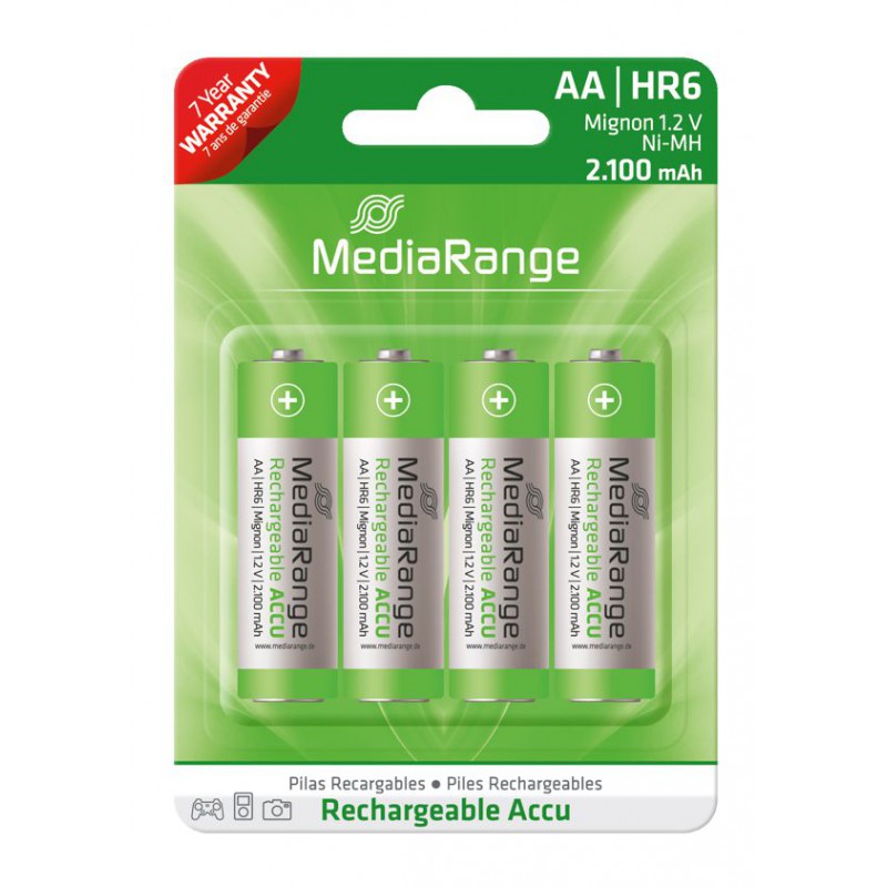 Επαναφορτιζόμενη Μπαταρία Mediarange 2100mah Mignon AA (HR6) 4τμχ