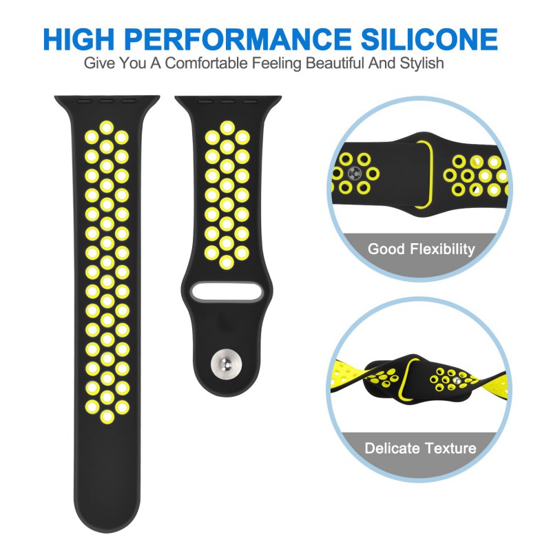 Ανταλλακτικό λουράκι QuickFit Apple Watch 1/2/3/4/5/6/SE/7/8 (42/44/45/49mm) Softband Black/Yellow