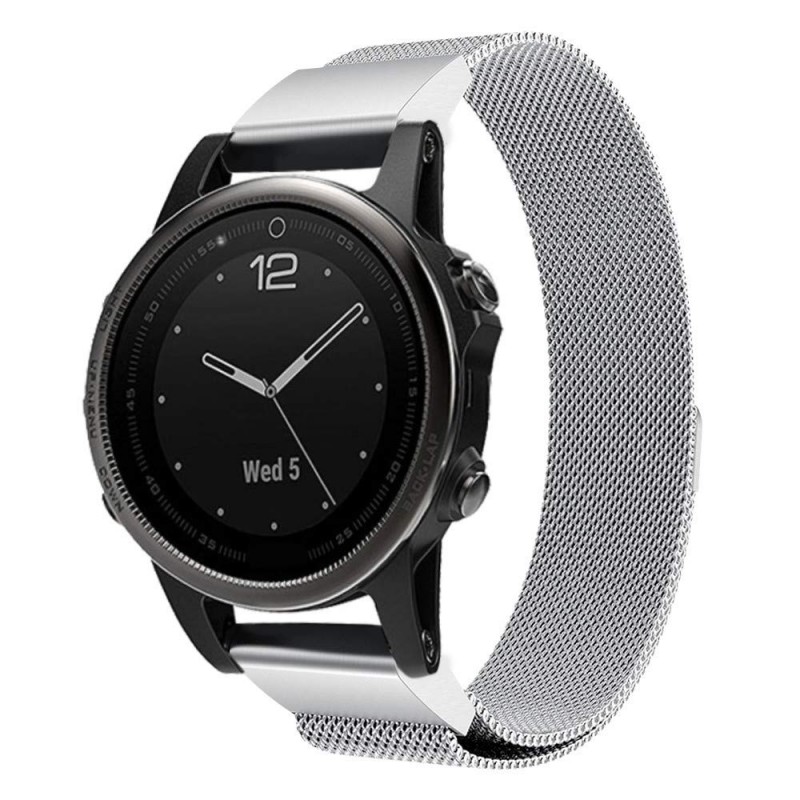 Ανταλλακτικό λουράκι Quickfit Stainless Garmin Fenix 5/5 Plus/6/6 Pro/7/Forerunner 945/935 Milanese Silver (22mm)