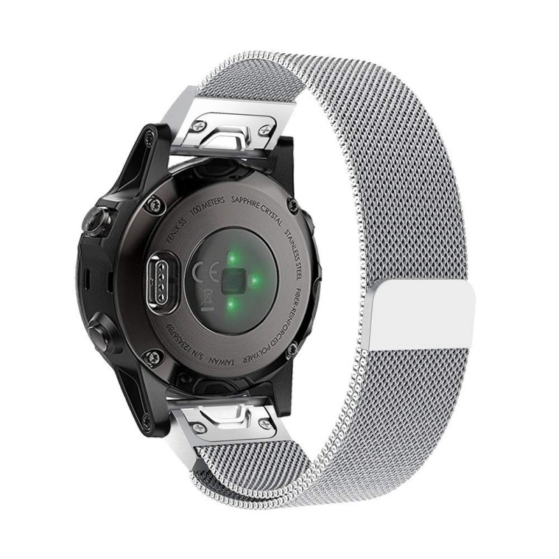Ανταλλακτικό λουράκι Quickfit Stainless Garmin Fenix 5/5 Plus/6/6 Pro/7/Forerunner 945/935 Milanese Silver (22mm)
