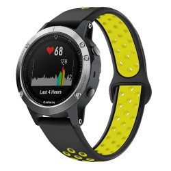 Ανταλλακτικό λουράκι QuickFit Garmin Fenix 5/5 Plus/6/6 Pro/7/Forerunner 945/935 Softband Black/Yellow (22mm)