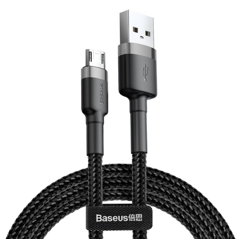Καλώδιο Data Baseus CAMKLF-CG1 Cafule Series USB A to MicroUSB 2m Grey/Black