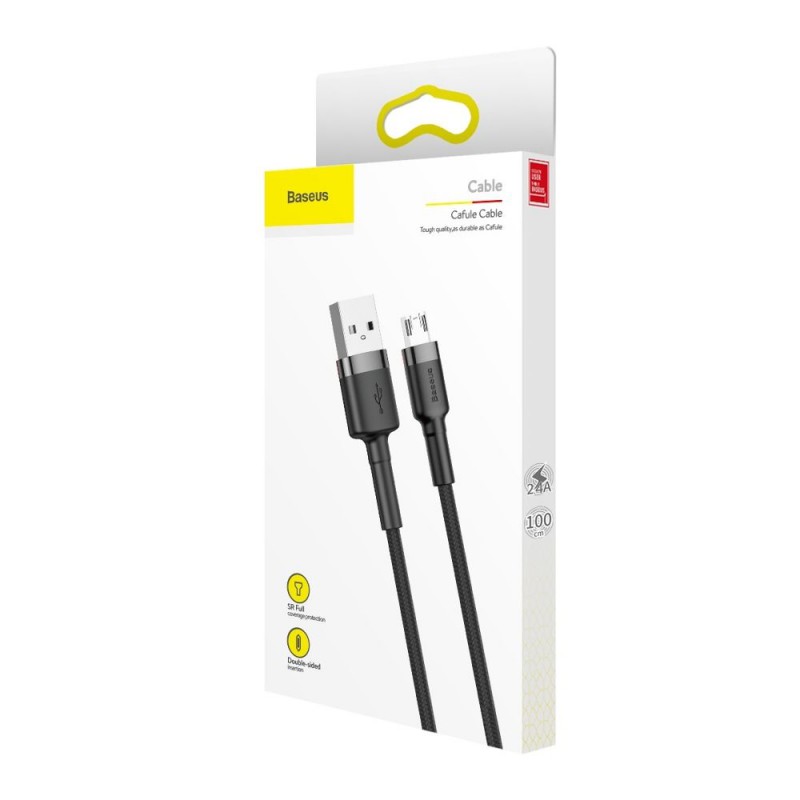 Καλώδιο Data Baseus CAMKLF-CG1 Cafule Series USB A to MicroUSB 2m Grey/Black