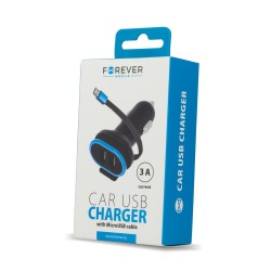 Φορτιστής Αυτοκινήτου Forever CC-02 Car Charger Dual USB 3A & Καλώδιο MicroUSB Black