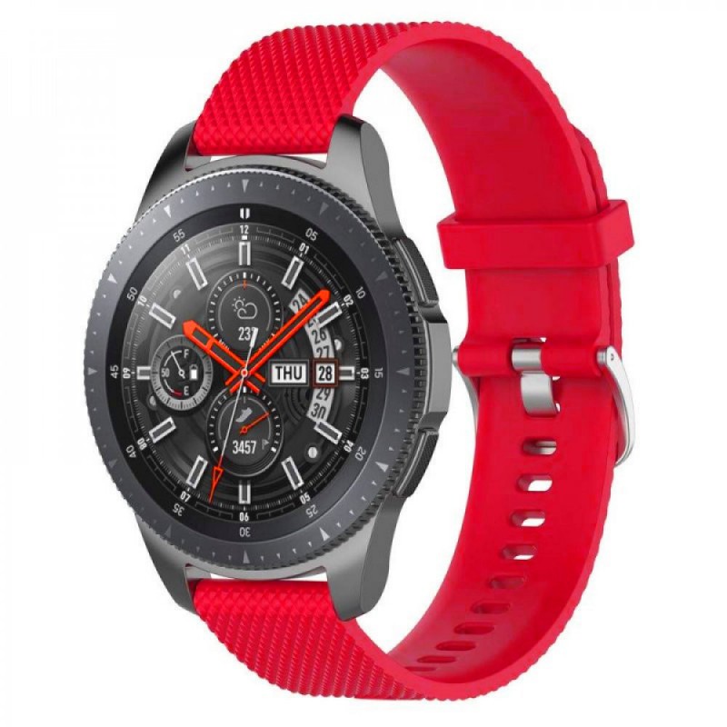 Ανταλλακτικό λουράκι QuickFit Textured Silicone Red για Samsung Galaxy Watch3(45mm)/Watch(46mm)/Huawei Watch 3 (46mm)/ Watch 3 Pro (48mm)/GT 2/Pro/Honor GS Pro/Amazfit GTR 3 (46mm)/GTR 3 Pro/GTR(47mm)/ Stratos 3(48mm) (22mm)