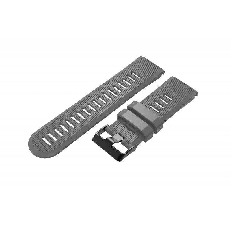 Ανταλλακτικό λουράκι QuickFit Garmin Fenix 3/5x/3HR/5X Plus/6x/6x Pro/7x Silicone Stripes Black Buckle Grey (26mm)