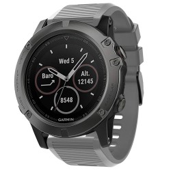 Ανταλλακτικό λουράκι QuickFit Garmin Fenix 3/5x/3HR/5X Plus/6x/6x Pro/7x Silicone Stripes Black Buckle Grey (26mm)