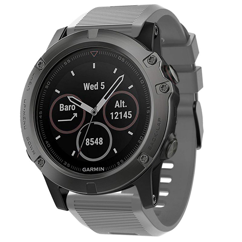 Ανταλλακτικό λουράκι QuickFit Garmin Fenix 3/5x/3HR/5X Plus/6x/6x Pro/7x Silicone Stripes Black Buckle Grey (26mm)