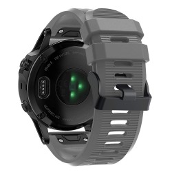 Ανταλλακτικό λουράκι QuickFit Garmin Fenix 3/5x/3HR/5X Plus/6x/6x Pro/7x Silicone Stripes Black Buckle Grey (26mm)