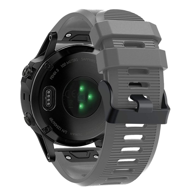 Ανταλλακτικό λουράκι QuickFit Garmin Fenix 3/5x/3HR/5X Plus/6x/6x Pro/7x Silicone Stripes Black Buckle Grey (26mm)