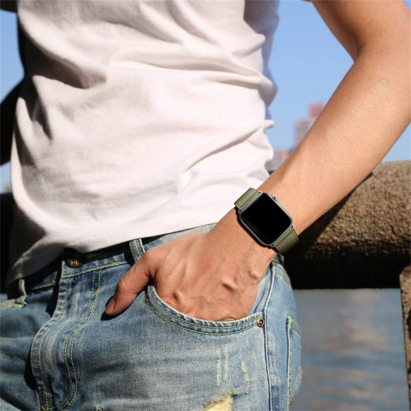 Ανταλλακτικό λουράκι QuickFit Leather Apple Watch 1/2/3/4/5/6/SE/7/8 (42/44/45/49mm) Cargo Khaki