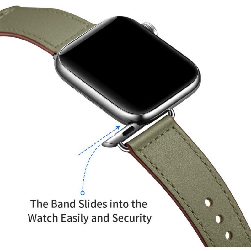 Ανταλλακτικό λουράκι QuickFit Leather Apple Watch 1/2/3/4/5/6/SE/7/8 (42/44/45/49mm) Cargo Khaki