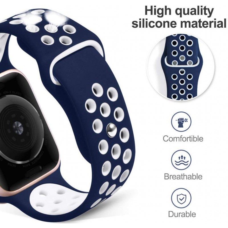 Ανταλλακτικό λουράκι QuickFit Apple Watch 1/2/3/4/5/6/SE/7/8 (42/44/45/49mm) Softband Blue/White