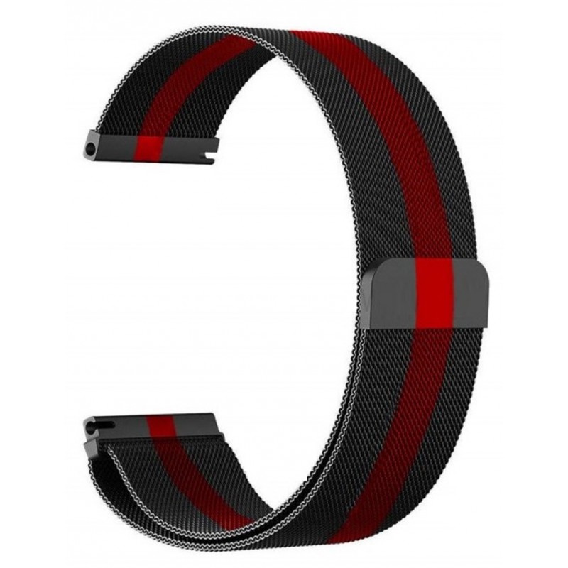 Ανταλλακτικό λουράκι QuickFit Milanese Band Xiaomi Amazfit GTR (47mm)/PACE/Stratos 2/2s/Stratos 3/Haylou Solar LS05 Black/Red