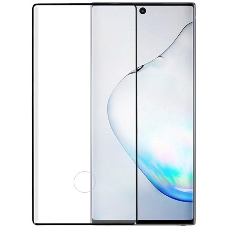 Γυαλί Προστασίας Samsung Galaxy Note 10 N970 3D Tempered Glass 9H Full Screen Cover AntiCrash / AntiShock  Black (/w Hole for Fingerprint)
