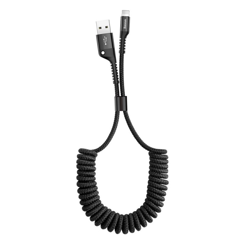 Καλώδιο Data Baseus Fish-Eye Spring USB-A to Apple Lightning 2A 40-100cm Black (CALSR-01)