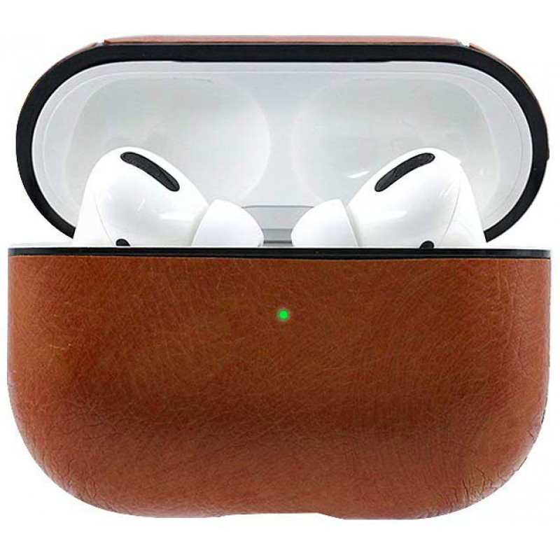 Θήκη Genuine Leather Apple Airpods Pro 1 / 2 Light Brown