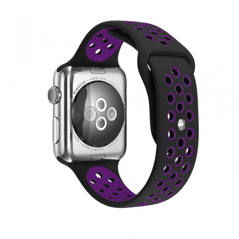 Ανταλλακτικό λουράκι QuickFit Apple Watch 1/2/3/4/5/6/SE/7/8 (42/44/45/49mm) Softband Black/Purple