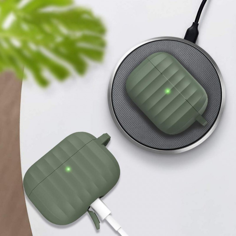Θήκη TPU Apple Airpods Pro 1 / 2 Silicone Stripes Army Green