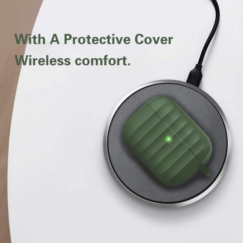 Θήκη TPU Apple Airpods Pro 1 / 2 Silicone Stripes Army Green