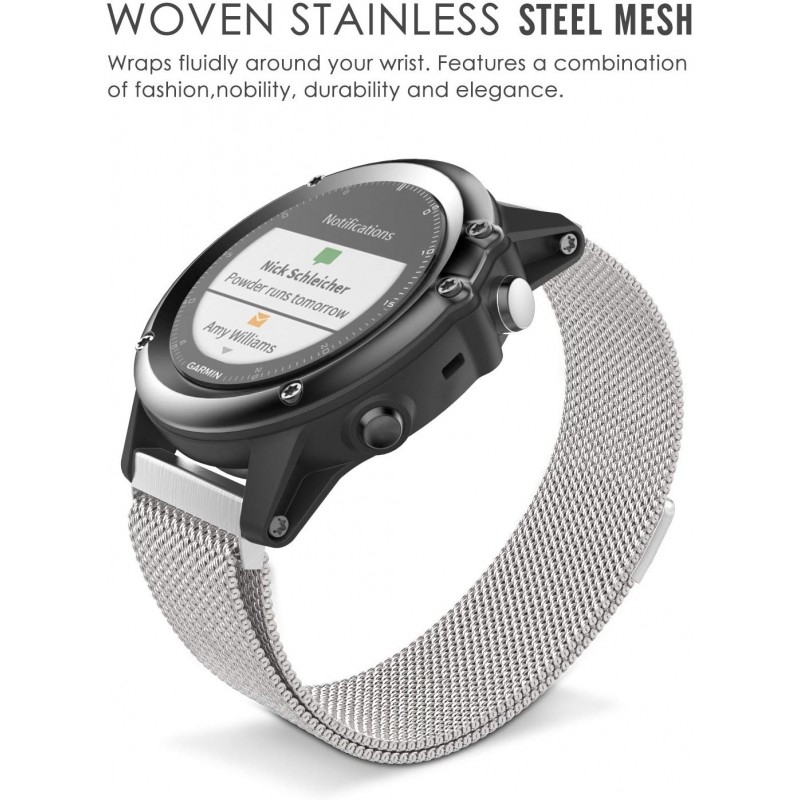 Ανταλλακτικό λουράκι Milanese Band Garmin Fenix 3/5x/3HR/5X Plus/6x/6x Pro/7x Silver (26mm)