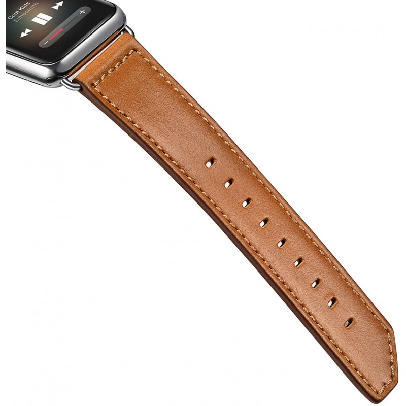 Ανταλλακτικό λουράκι QuickFit Herms Leather Apple Watch 1/2/3/4/5/6/SE/7/8 (42/44/45/49mm) Knife Tail Brown