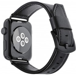 Ανταλλακτικό λουράκι QuickFit Herms Leather Apple Watch 1/2/3/4/5/6/SE/7 (38/40/41mm) Black